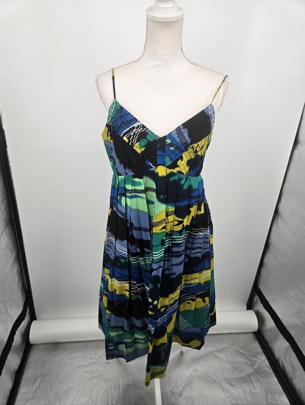 Calvin Klein Tye Dye Print Pleated Summer Dress Size 10 (7985)